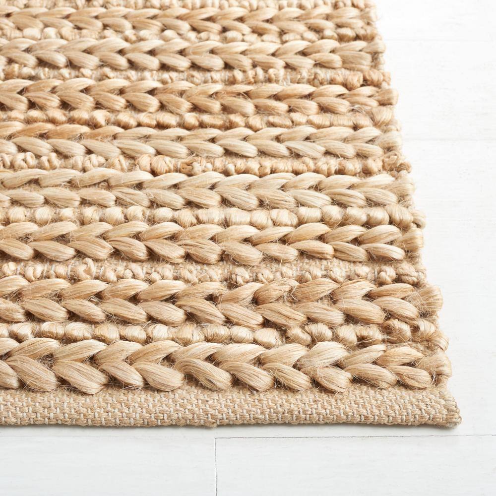Natural Beige Handwoven Cotton and Jute Area Rug, 5' x 8'