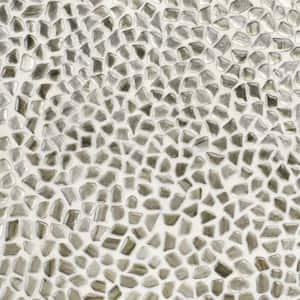 Fargin Pebble Platinum Moss 11.88 in. x 11.88 in. Polished Glass Wall Mosaic Tile (0.98 sq. ft./Each)