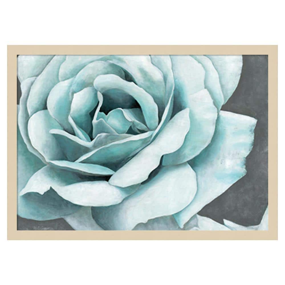 Svelte Natural Framed Blue Rose Bloom Graphic Art Print