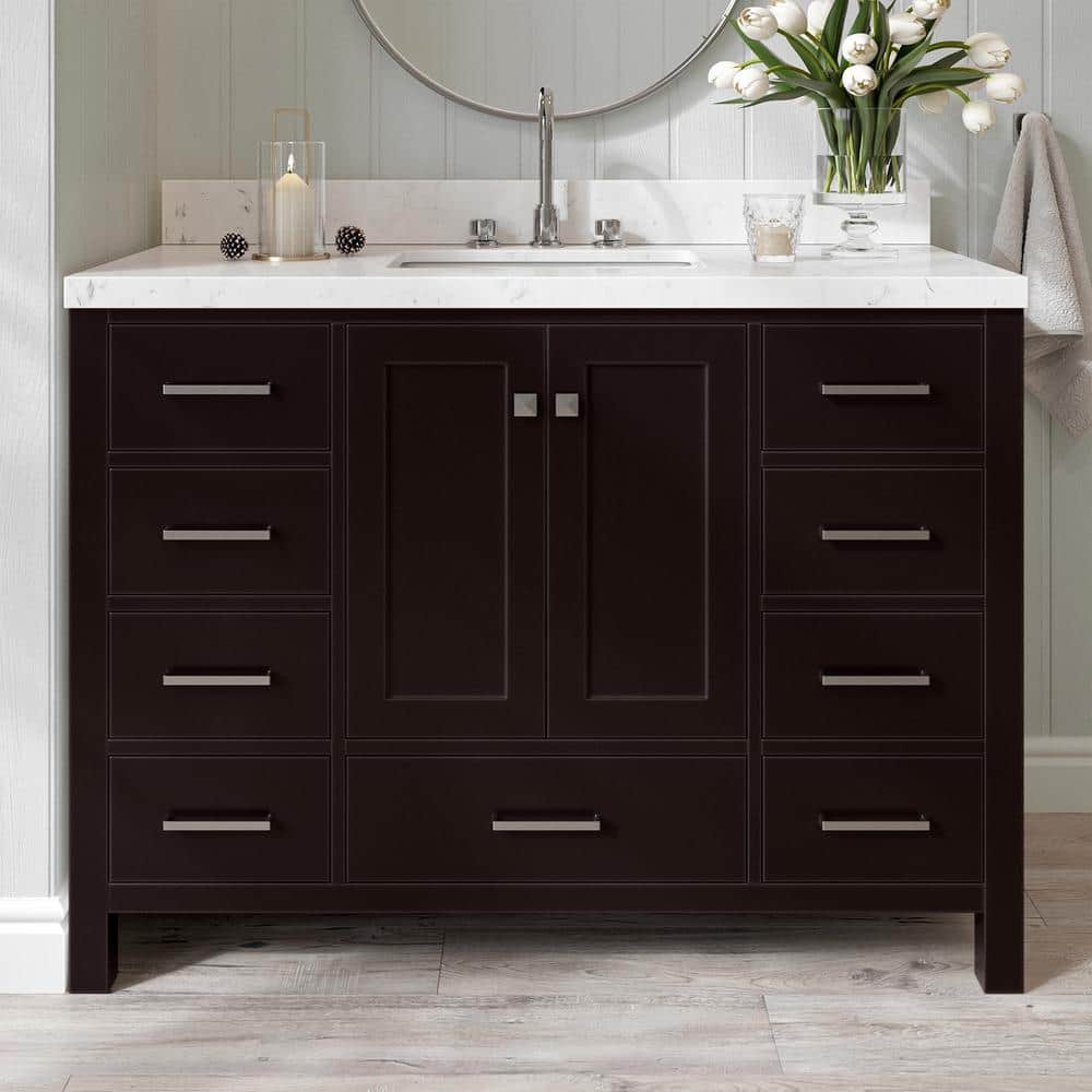 Cambridge 48 in. Single Sink Freestanding Bath Vanity in Espresso with Carrara White Quartz Top & Sidesplash price history on PriceWatchPro