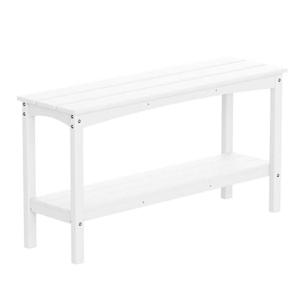 WESTIN OUTDOOR Laguna Outdoor Patio Bar Console Table with Storage Shelf White
