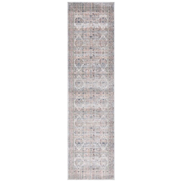 Princeton 3 ft. x 10 ft. Ivory/Blue Distressed Ornate Runner Rug