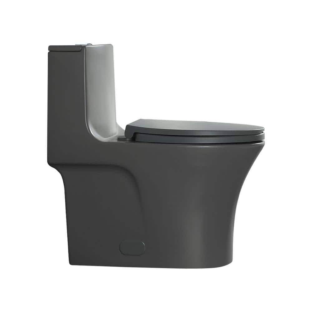 1 Piece 1.1/1.6 GPF Dual Flush Elongated Toilet in Light Grey, Soft Closed Seat Included -  cadeninc, Yea-LQD0-063