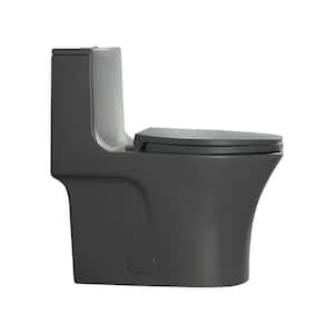1 Piece 1.1/1.6 GPF Dual Flush Elongated Toilet in Light Grey, Soft Closed Seat Included