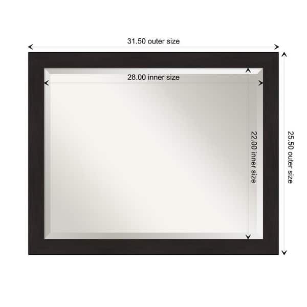 Furniture Espresso Narrow 31.5 in. H x 25.5 in. W Framed Wall Mirror