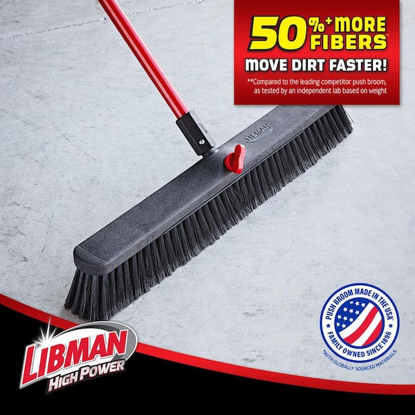 24 in. High Power Smooth Surface Push Broom with 60 in. Steel Handle (4-Pack)