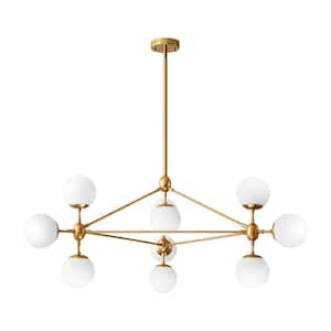 Machael 10-Light Gold Modern Opal Glass Globe Bubble Chandelier