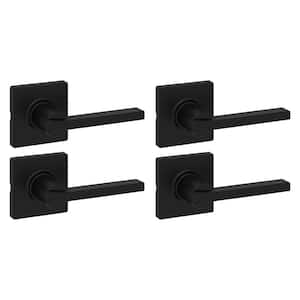 Kwikset Halifax Square Matte Black Hall/Closet Door Handle (4-Pack