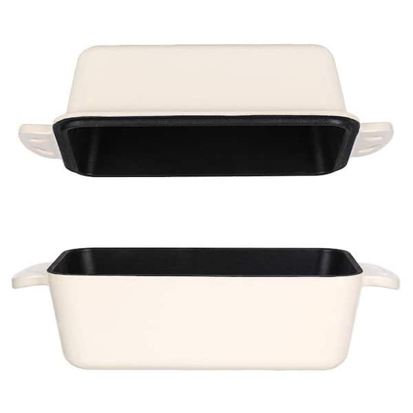 9x5 Enameled Cast Iron Loaf Pan with Lid - 2-in-1 Bread Baking Pan for Sourdough, Meatloaf and More