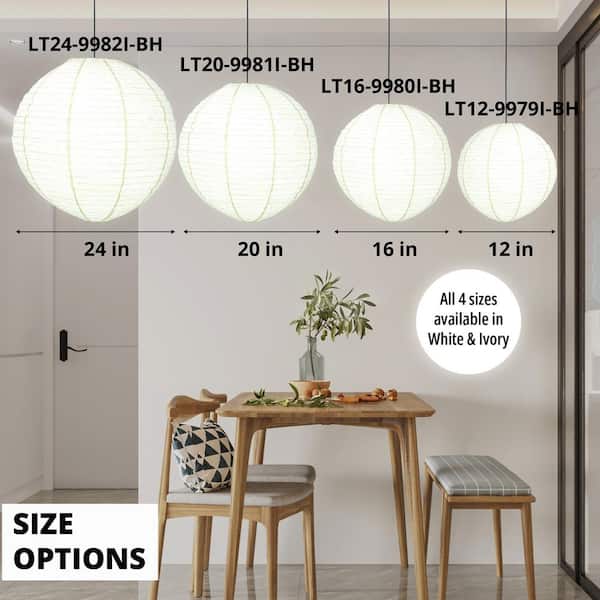 MPG Orb 24 in. 60-Watt 1-Light White Hanging Lantern Pendant