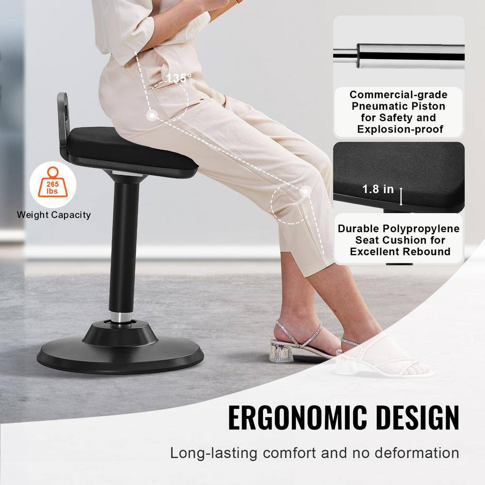 Black Adjustable Height Wobble Chair with Handle