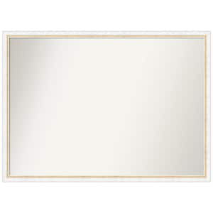 Morgan White Gold 40 in. x 29 in. Non-Beveled Modern Rectangle Wood Framed Wall Mirror in White