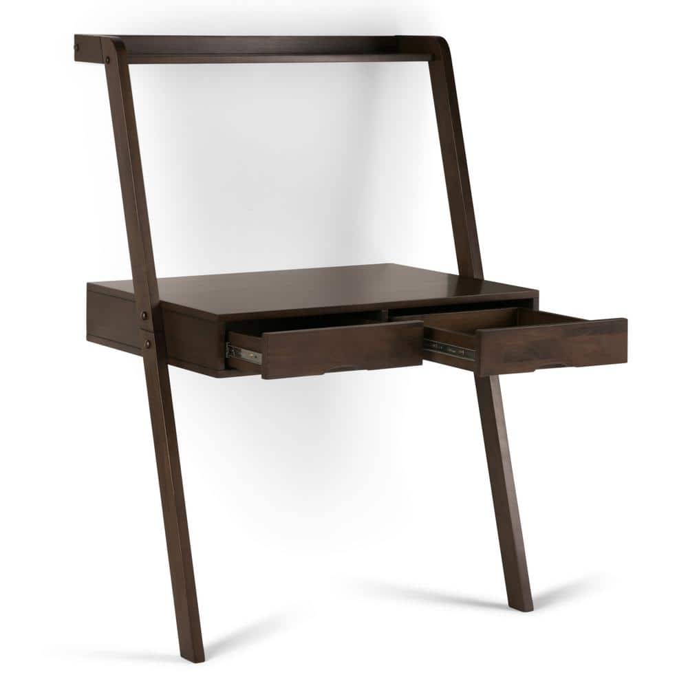 Aleck 36" Warm Walnut Brown Solid Wood Leaning Desk