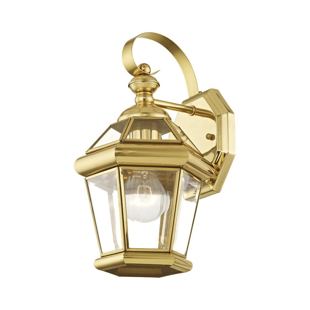 Georgetown Polished Brass Dimmable Wall Lantern with Clear Glass