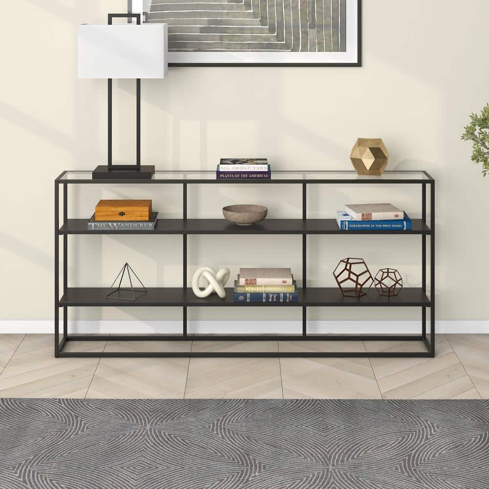 Fallon 64'' Blackened Bronze Glass and Metal Console Table