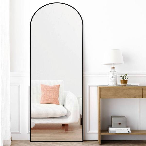 Dovelina 71 in. x 24 in. Modern Arch Metal Framed Black Full