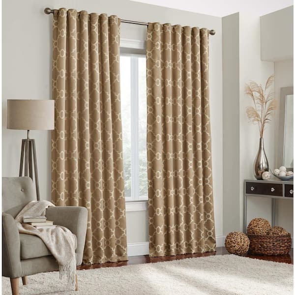 Eclipse Taupe Trellis Thermal Blackout Curtain - 52 in. W x 63 in. L