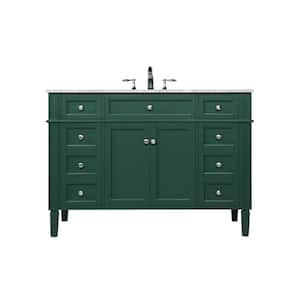 Simply Living 48 In. W x 21.5 In. D x 35 In. H Bath Vanity In Green with Carrara White Porcelain Top