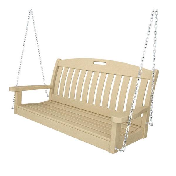 POLYWOOD Nautical 48 in. Sand Plastic Outdoor Porch Swing