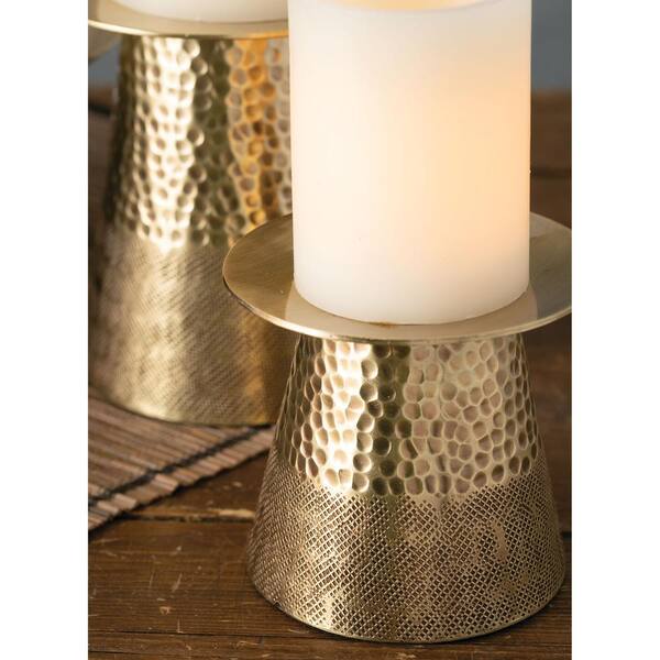 SULLIVANS 6.5 and 4.5 Gold Metal Pillar Candle Holder (Set of 2) MET1504  - The Home Depot