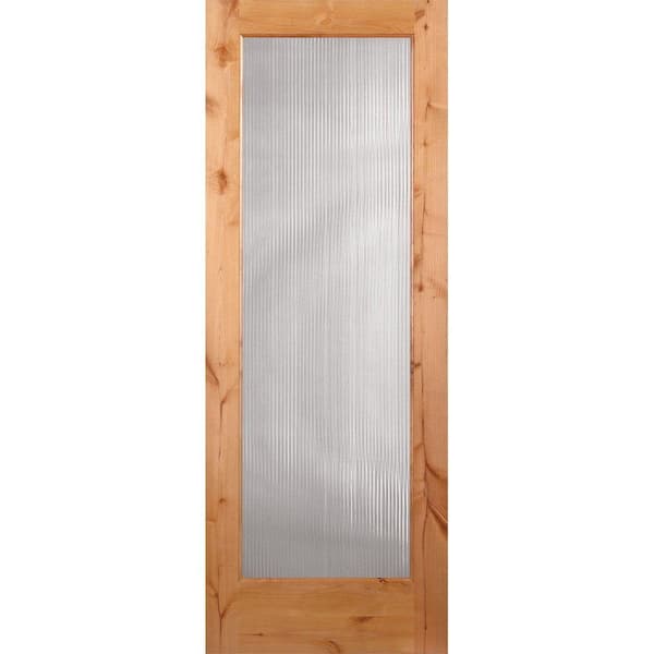 Feather River Doors 30 in. x 80 in. Reed Woodgrain 1 Lite Unfinished Knotty Alder Interior Door Slab