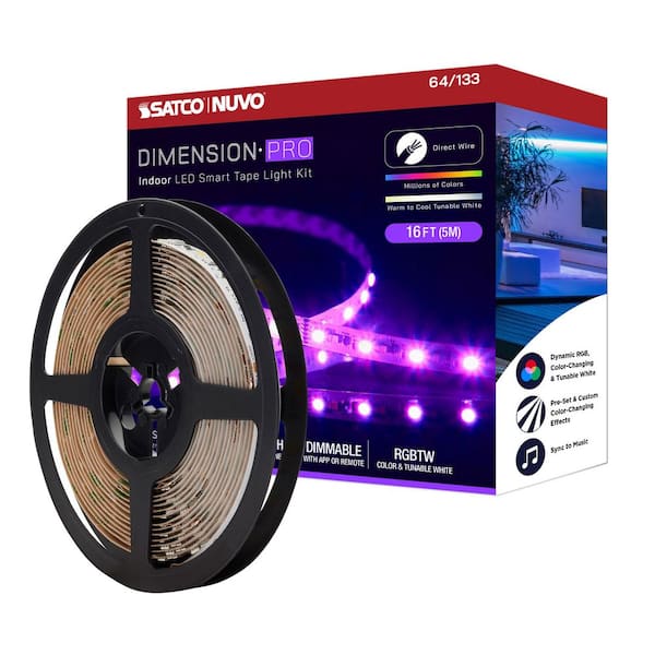 Dimension Pro Indoor 16 ft. Hardwired 20W Dimmable Cuttable RGB and Tunable White Integrated LED Strip Light Tape