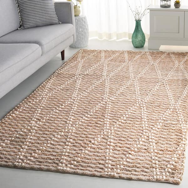 Natural Fiber 4 ft. x 6 ft. Natural/Ivory Diamond Striped Woven Area Rug