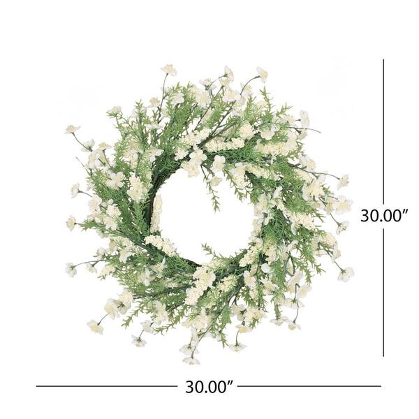 Gorgeous 15 Cottage Blossom Wreath on Fleur De Lis Iron Wreath Stand -  household items - by owner - housewares sale 