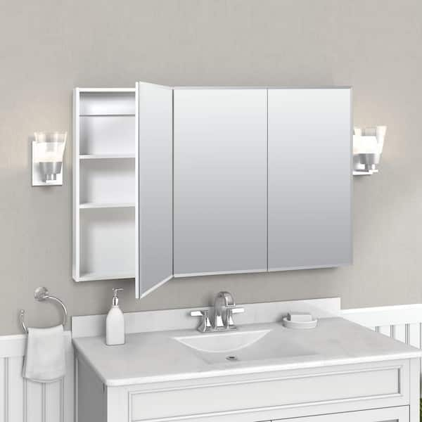 Zenith Frameless Beveled over-the-Mirror Rectangle Corner Medicine Cabinet,  14.25 x 36, White 