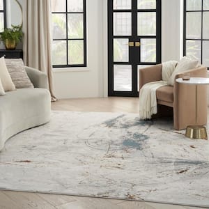 Desire Ivory Grey Blue 8 ft. x 10 ft. Abstract Contemporary Area Rug