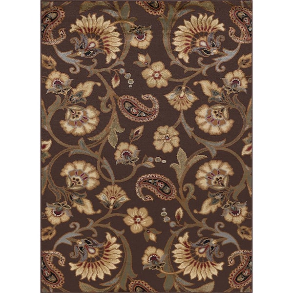 Tayse Rugs Elegance Brown 8 ft. x 10 ft. Transitional Area Rug