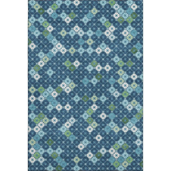Mayfield Premium Machine Washable Abstract AMF1837 Navy 5 ft. x 7 ft. 6 in. Area Rug