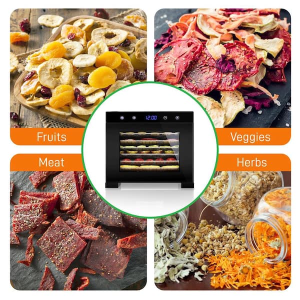 VEVOR Food Dehydrator Machine 6 Stainless Steel Trays 700W Electric Food Dryer w/ Digital Adjustable Timer & Temperature for Jerky Herb Meat Beef