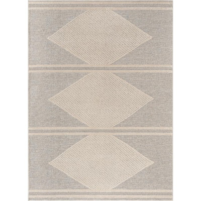 Well Woven Harlow Evie Beige 5 ft. 3 in. x 7 ft. 3 in. Tribal Diamond  Medallion Pattern Looped Pile Area Rug HAR-32-5 - The Home Depot