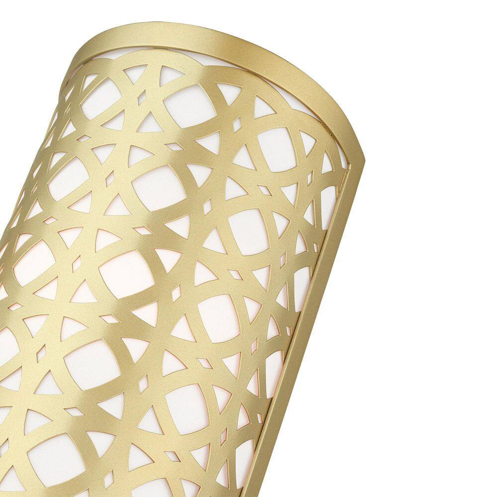Soft Gold Steel Cylinder Wall Mount Sconce with Latticework