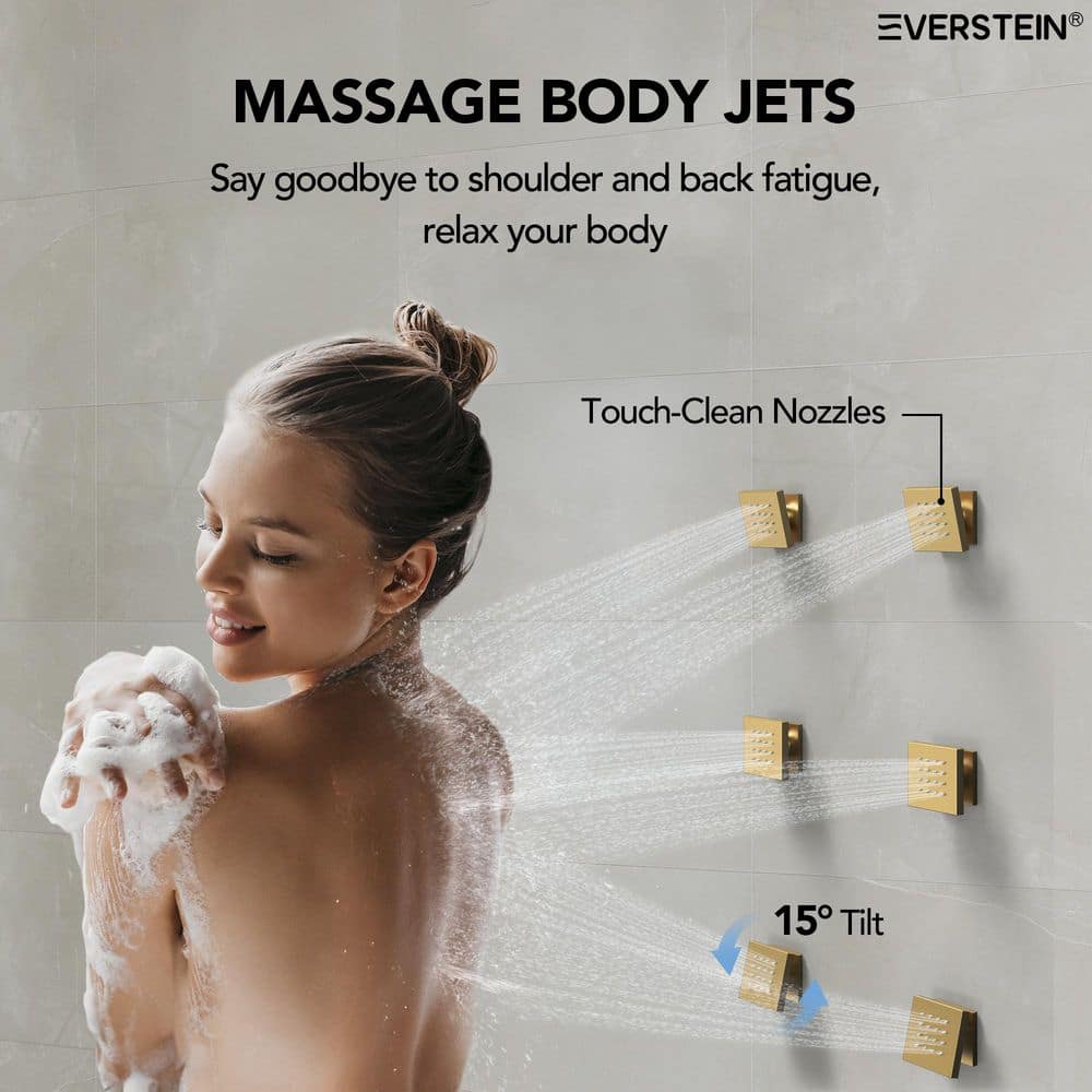Matte Black Dual Shower Head System with Body Jets and Hand Shower