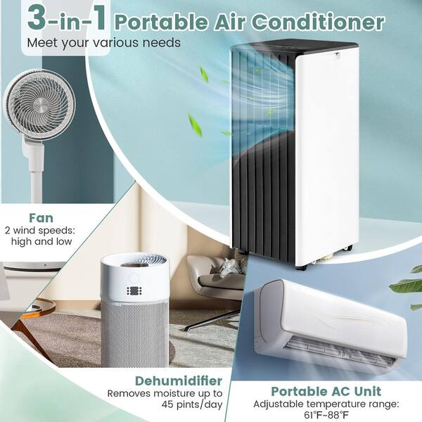 Tlpnb Portable AC Unit - Super Quiet 2-in-1 Wall Mounted Air Conditioner With Remote | Fast Cooling & Heating For Small Rooms