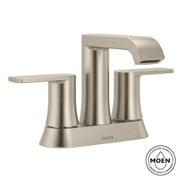 Genta 4 in. Centerset Double-Handle Bathroom Faucet with Drain Kit Included in Spot Resist Brushed Nickel