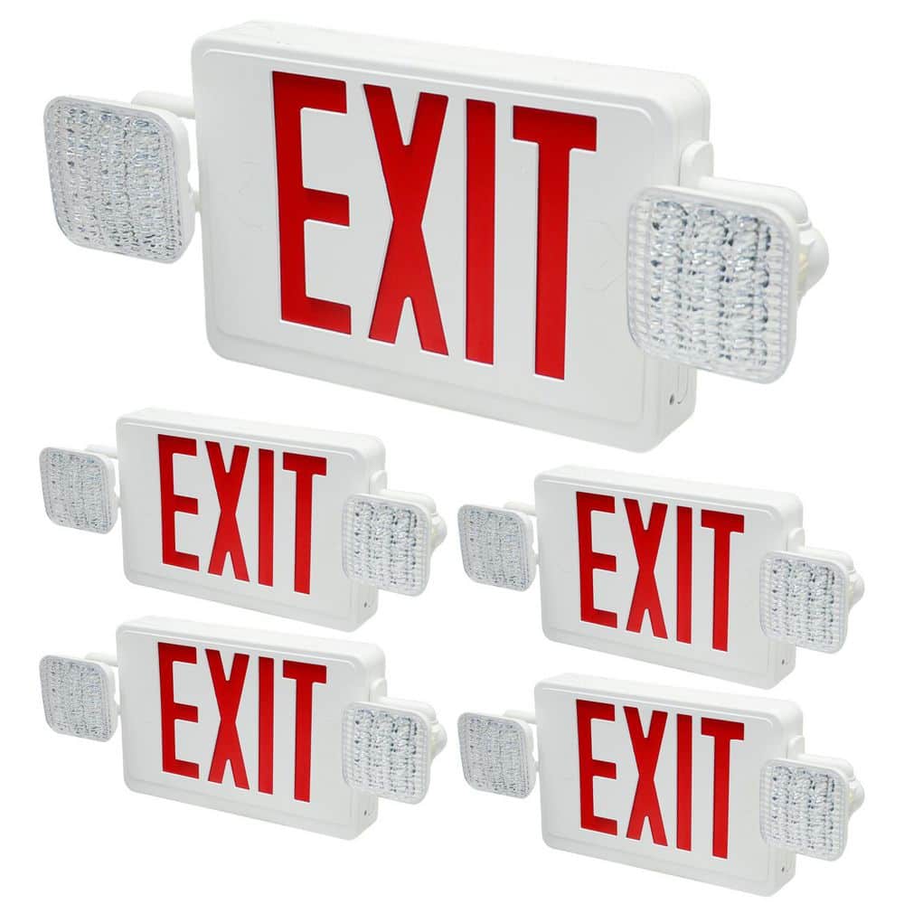 120-277-V White Integrated LED Exit Sign Emergency Light w/ 2-Square Adjustable Lamp 90-Min Backup UL Listed (4-Pack) price history on PriceWatchPro