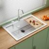 Jasmie Workstation Kitchen Sink 33 in. 1-Hole Drop-In Single Bowl in White Fireclay Kitchen Sink with Cutting Board HD-US-3322HW-W