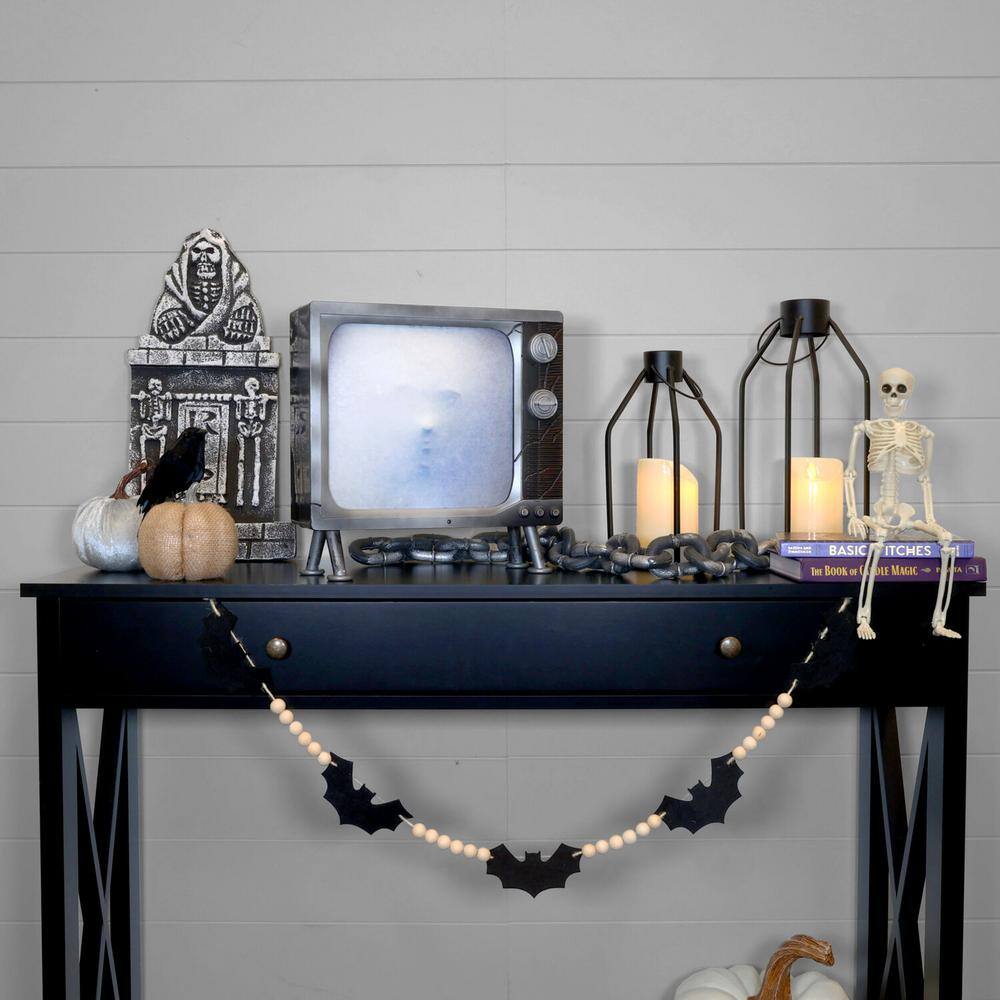 Haunted Hill Farm 12" Motion-Activated Haunted TV with LED Lights