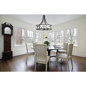 Palencia 5-Light Rustic Artisan Pardo Wash Chandelier with Clear Seedy Glass Shades For Dining Rooms