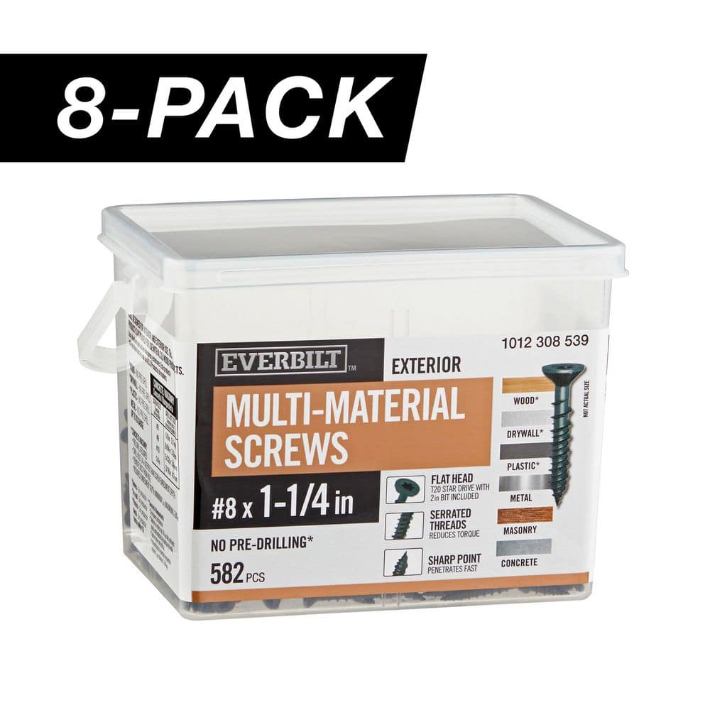 8-Pack #8 x 1-1/4 in. Black 6-Lobe Star Drive Exterior Flat Head Multi-Material Screw (24 lbs. / 4,656-Piece) price history on PriceWatchPro