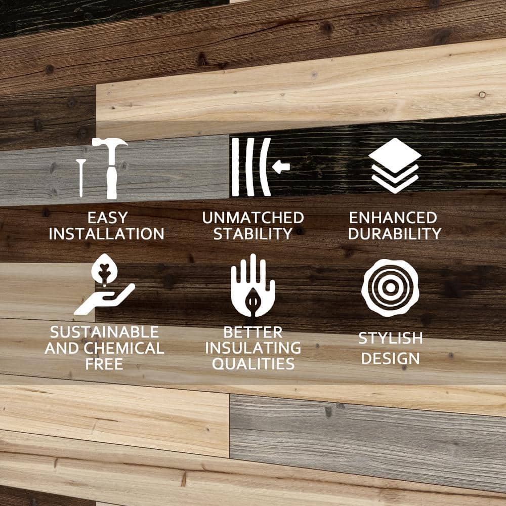 47.25" Mixed Dark Solid Pine Barn Wood Wall Planks