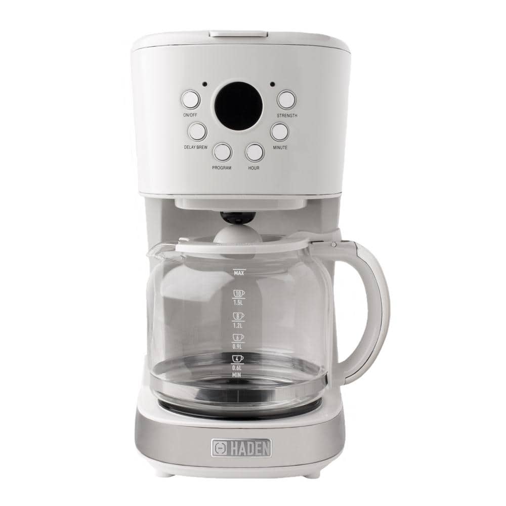 HADEN Heritage 12-Cup Ivory White Retro Style Coffee Maker Programmable ...