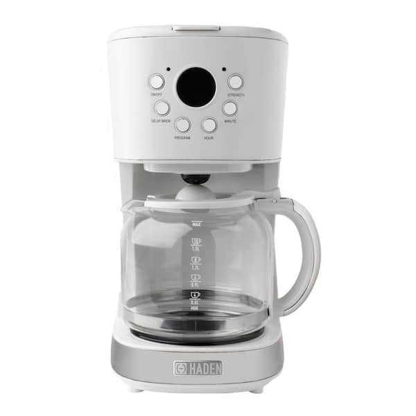 HADEN Heritage 12-Cup Ivory White Retro Style Coffee Maker Programmable with Strength Control and Timer