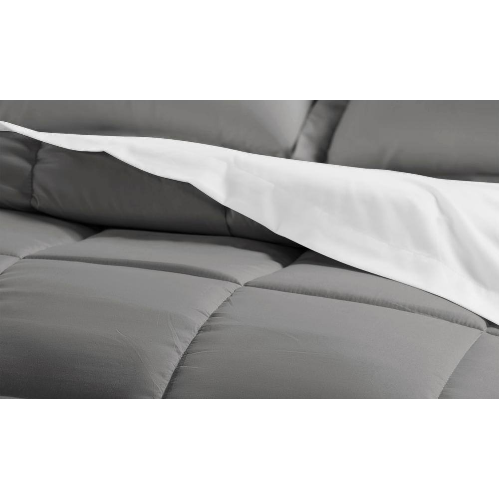 Gray Twin Microfiber Down Alternative Bed in a Bag Set