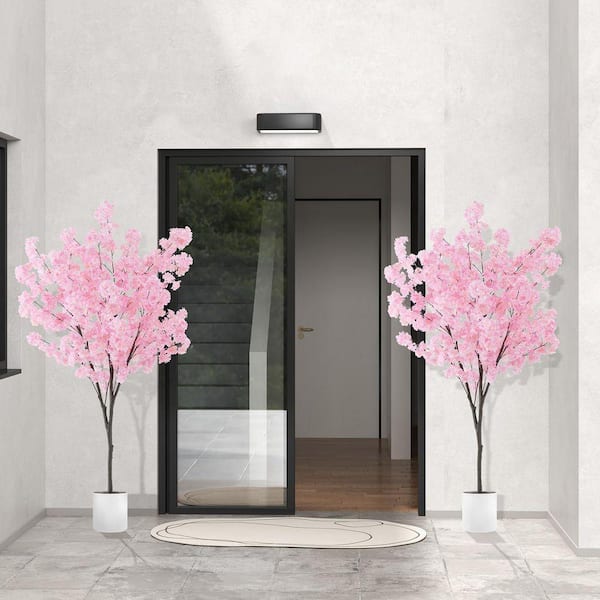 6.5 ft. Artificial Cherry Blossom Tree with 900 Pink Flowers in Pot
