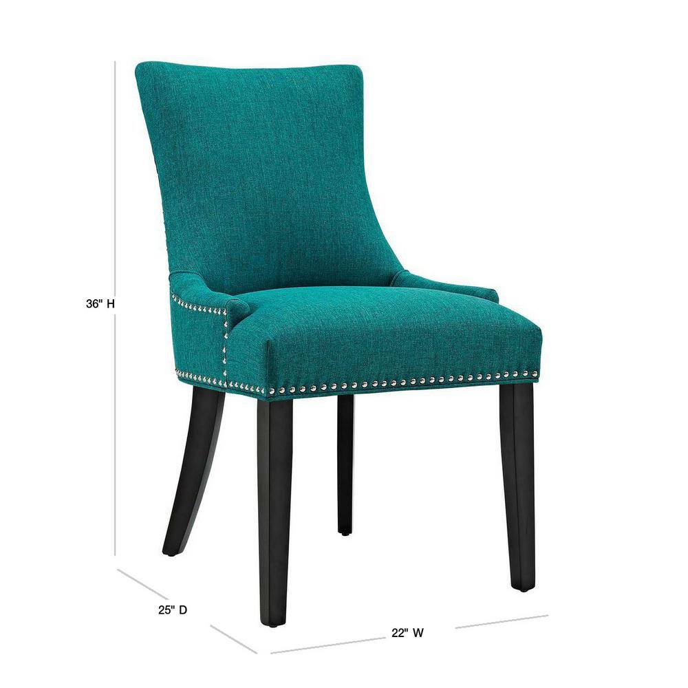 Teal Upholstered Side Chair with Wood Legs