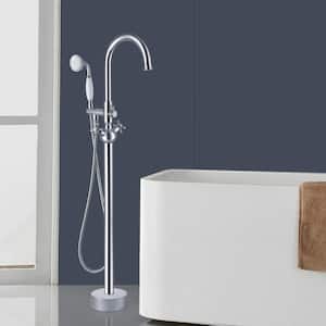 45-1/4 in. 2-Handle Freestanding Tub Faucet with Hand Shower Head in Chrome